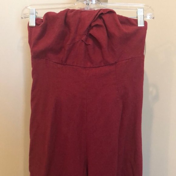 Urban Outfitters Red Linen Strapless Jumpsuit - Picture 5 of 6